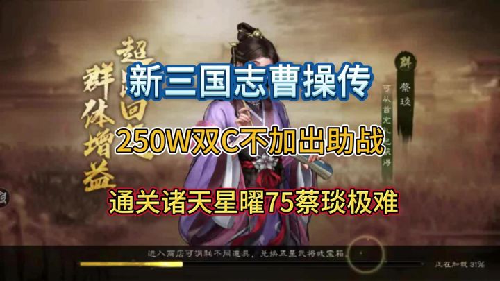 250W双C不加助战通关75蔡琰极难符文截图