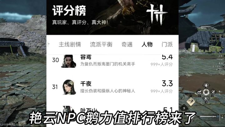 燕云NPC鹅力值排行榜截图