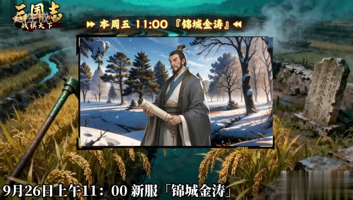 今日开服!《三国志战棋天下》新服预告:锦城金涛截图