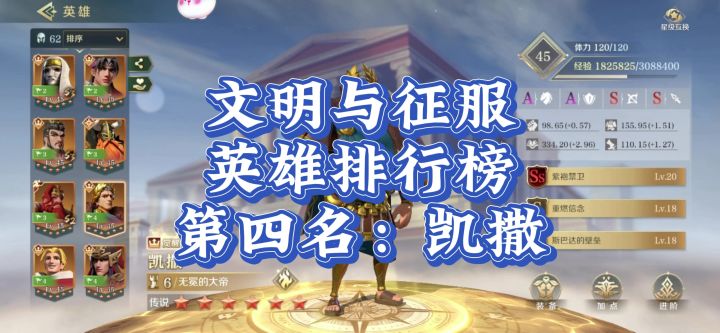 英雄排行榜第四名，凯撒。截图