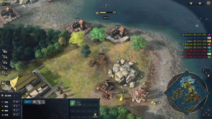 帝国时代4,自定义mod模组,不列颠和爱尔兰地图,纯吃鱼,5人打3截图