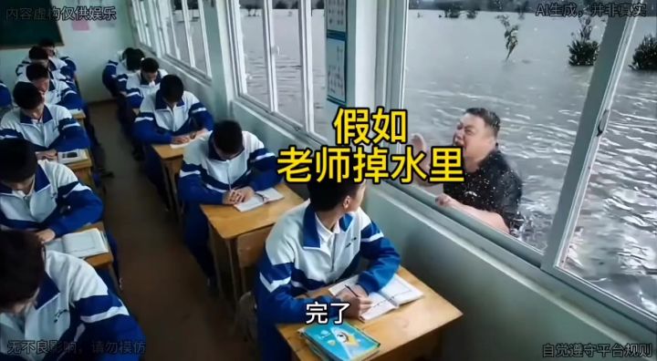 假如老师掉水里截图