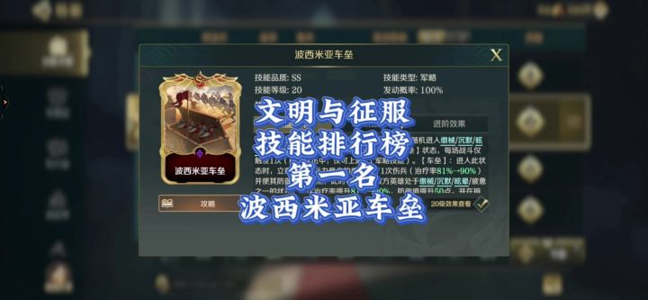 技能排行榜第一名,波西米亚车垒。截图