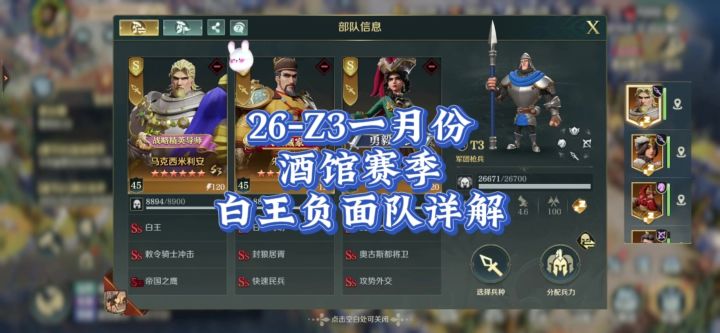 2026年Z3老区1月份酒馆赛季，白王负面队，加点，装备，传承详解截图
