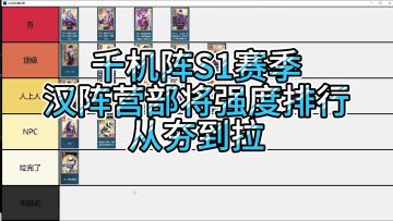 千机阵S1赛季【汉】部将强度排行 从夯到拉