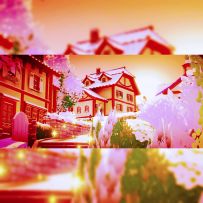 小镇，在夕阳下浴雪