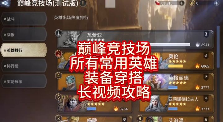 巅峰竞技场所有常用英雄装备穿搭长视频攻略截图