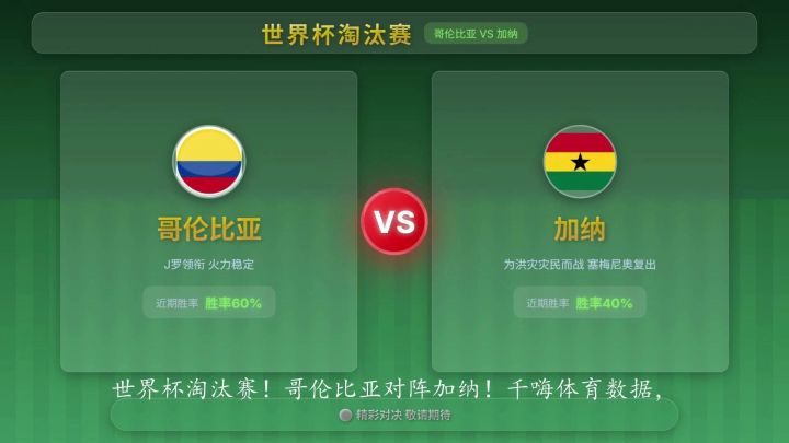 世界杯焦点战：哥伦比亚 VS 加纳截图
