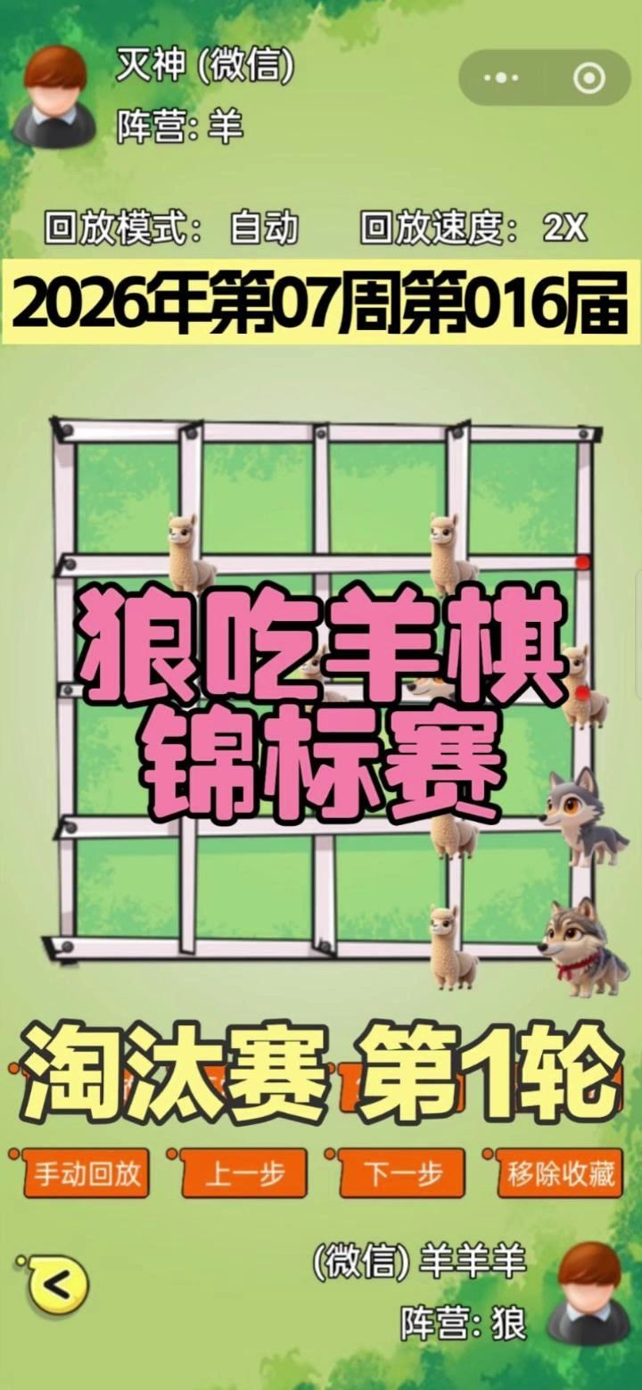 狼吃羊棋第16届锦标赛——淘汰赛第1轮截图