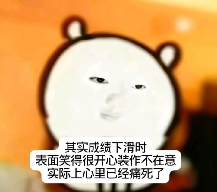 其实成绩下滑时表面笑得很开心装作不在意实际上心里已经痛死了截图