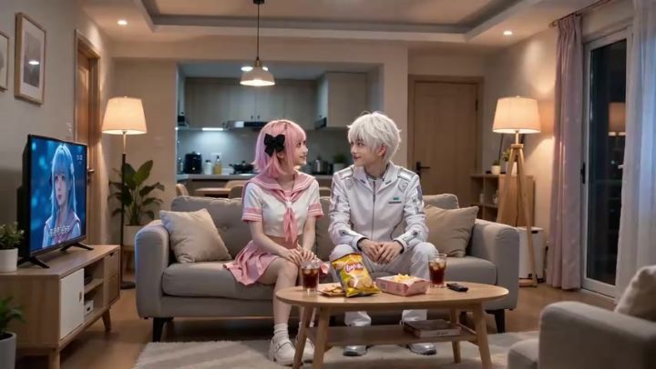 神坡农二自制AI视频少年和各种可爱的萌妹子美女小仙女少女约会截图