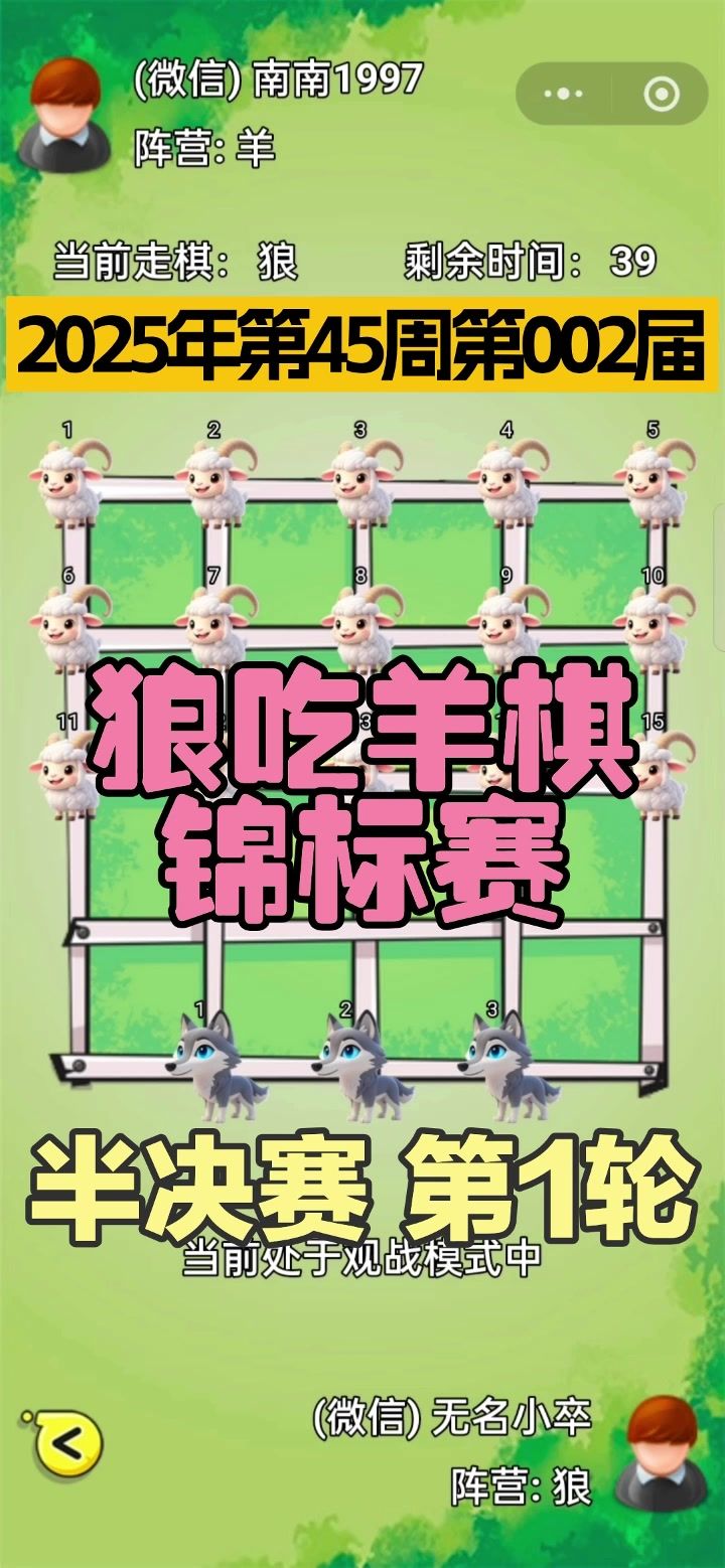 狼吃羊棋第2届锦标赛——半决赛第1轮截图