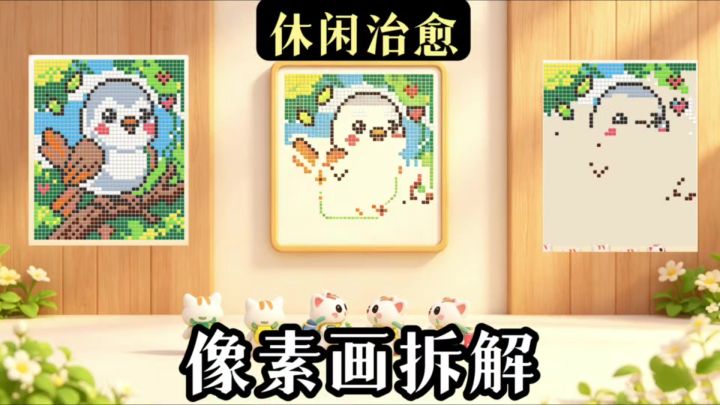 一整像素拼豆图被一点点清空❗️截图