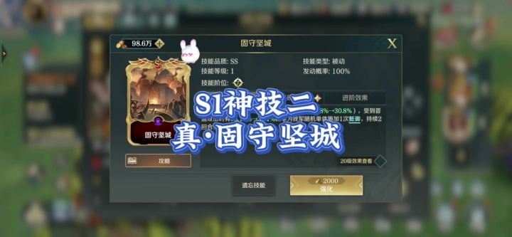 真·固守坚城,可以降低被嘲讽人的60%伤害。非常实用!截图