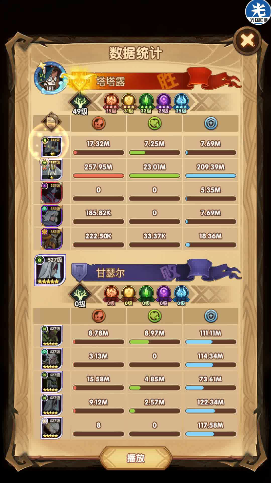 34-12 lv351 1亡灵2绿裔3神魔4蛮血5耀光 ——体系队挑战成功！截图