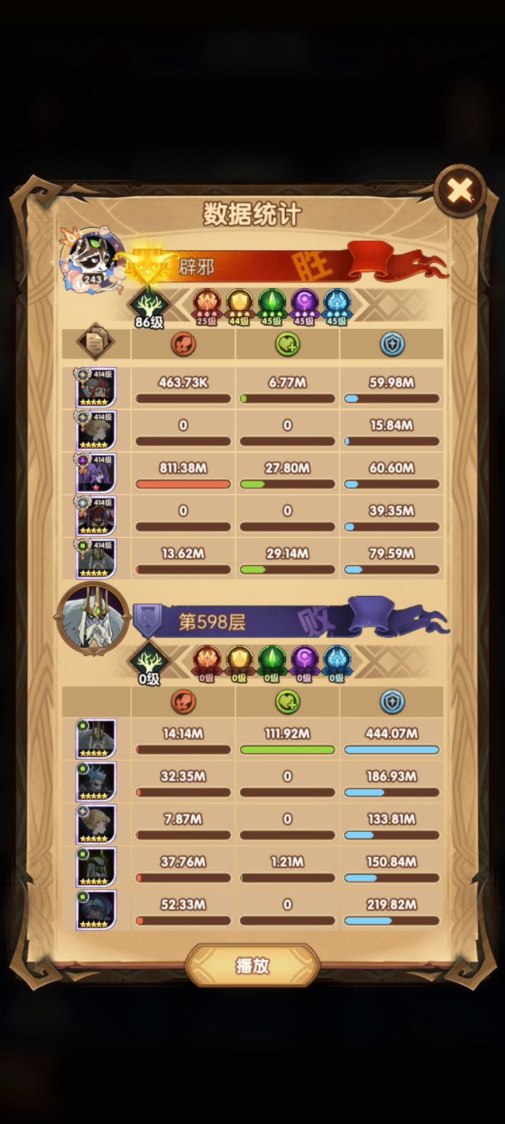 魔女值得60,4.4倍战力1v5,最低等级过598王座之塔截图