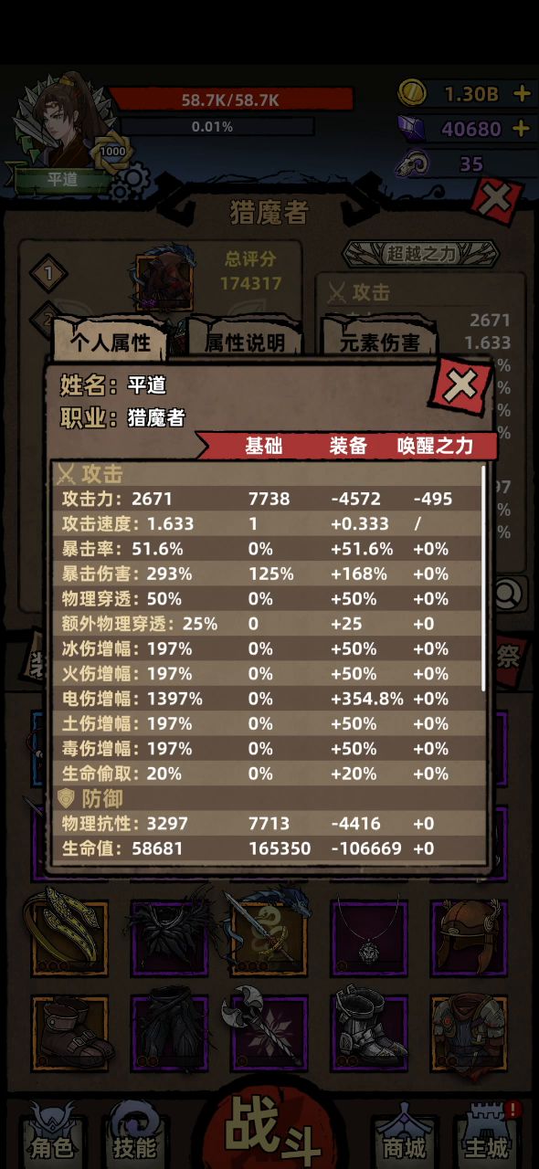猎魔元素内城三百,最新配装截图