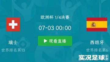 欧洲杯1/4决赛实况预演：瑞士再显杀手本色，西班牙遗恨点球大战
