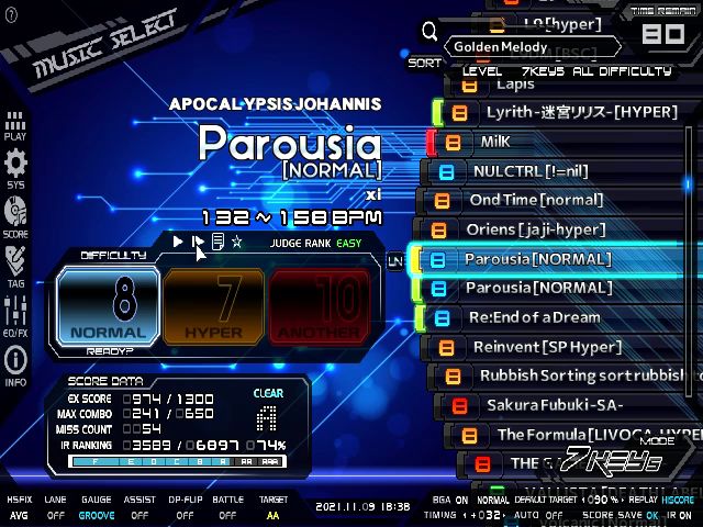 [BMS]Parousia SP NORMAL(▽8) A CLEAR截图