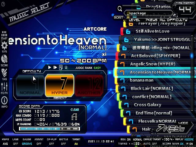 [BMS]Ascension to Heaven SPN(▽7) A CLEAR截图