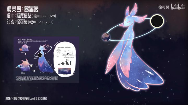 洛克王国手游|同人精灵“暮星辰”的Spine动画,内部迷雾星尘效果展示截图