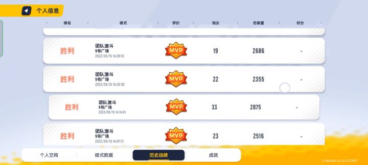打了两天，从3000多个人头打到5200个人头，总共团队竞技83局截图