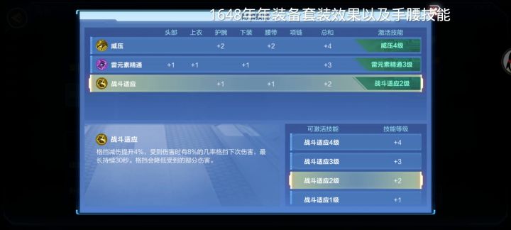 1648年装备套装效果以及手腰技能截图