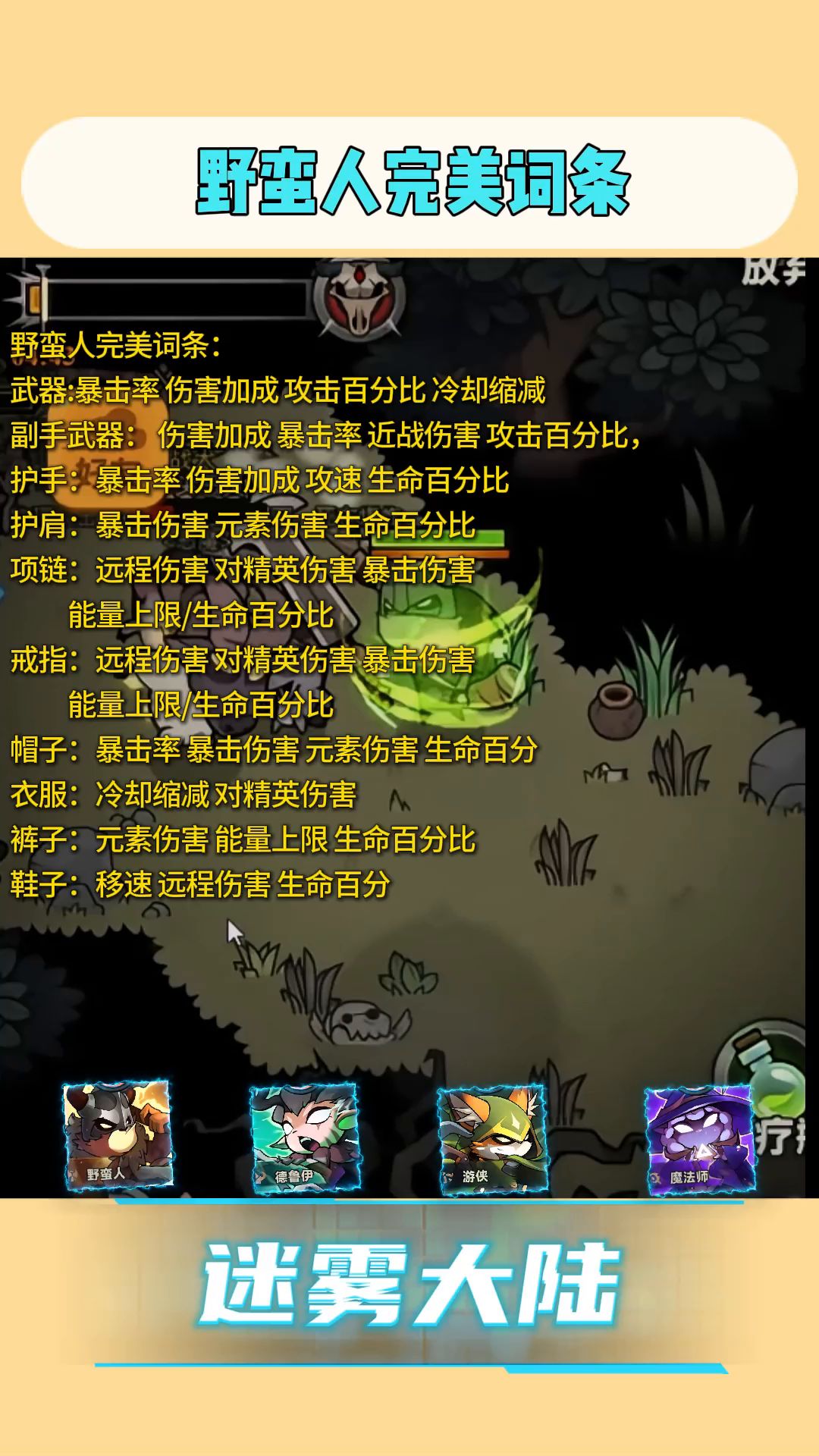 迷雾大陆野蛮人完美词条截图