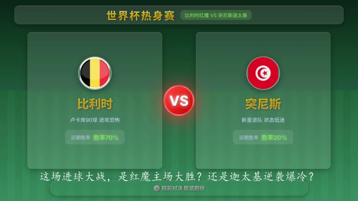 世界杯热身赛：比利时VS突尼斯截图